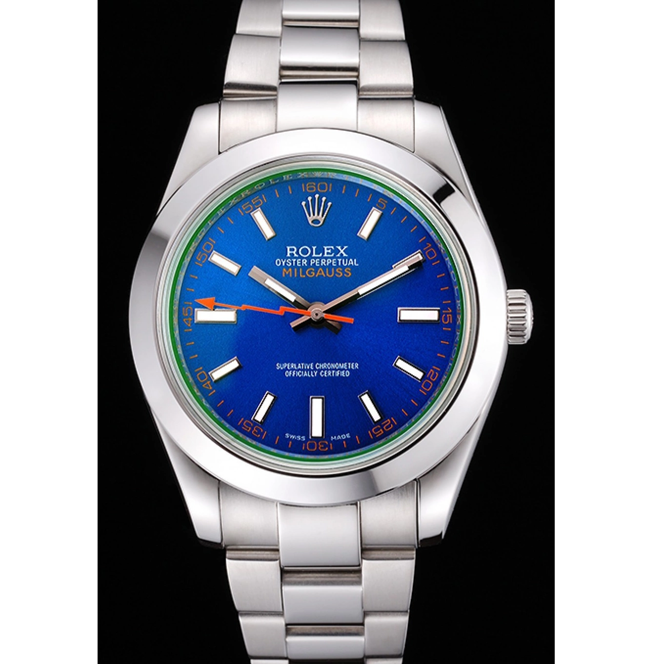 Aaa replica watch And Dial Bezel Milgauss Stainless 622838 Rolex Steel Blue Case 0803